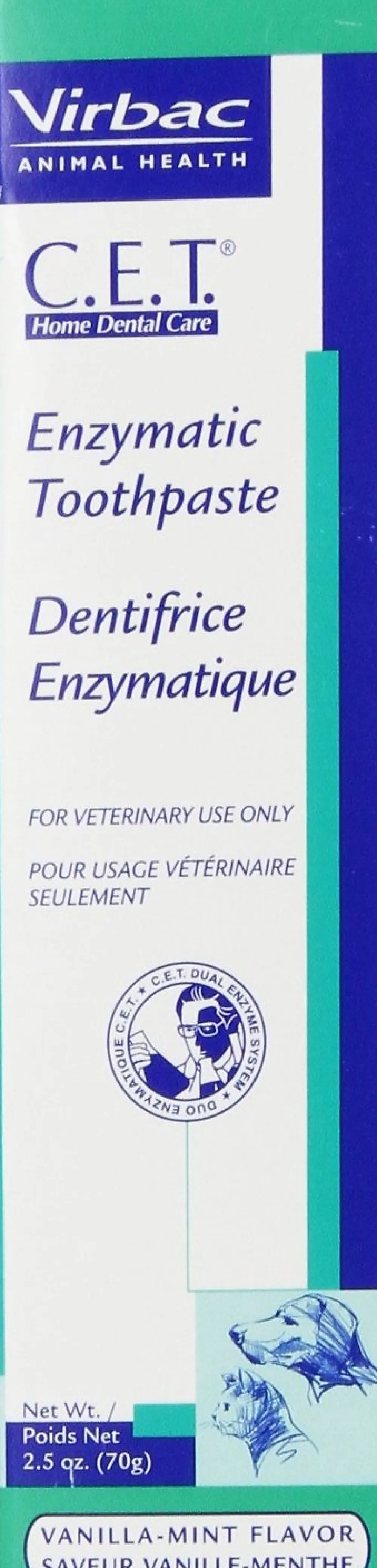 Virbac Dental Care | Dental Care^C.E.T. Enzymatic Vanilla-Mint Flavor Dog & Cat Toothpaste, 2.5-oz