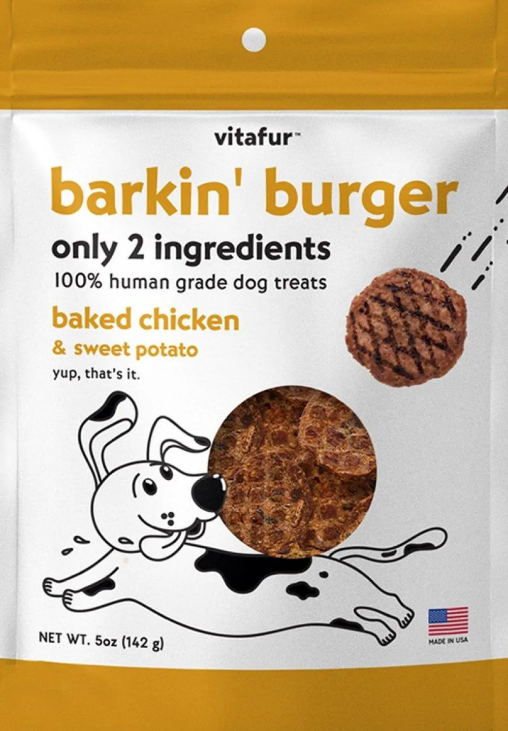 Vitafur Air-Dried & Dehydrated Treats^Barkin' Burger Baked Chicken & Sweet Potato Dog Treats, 5-oz
