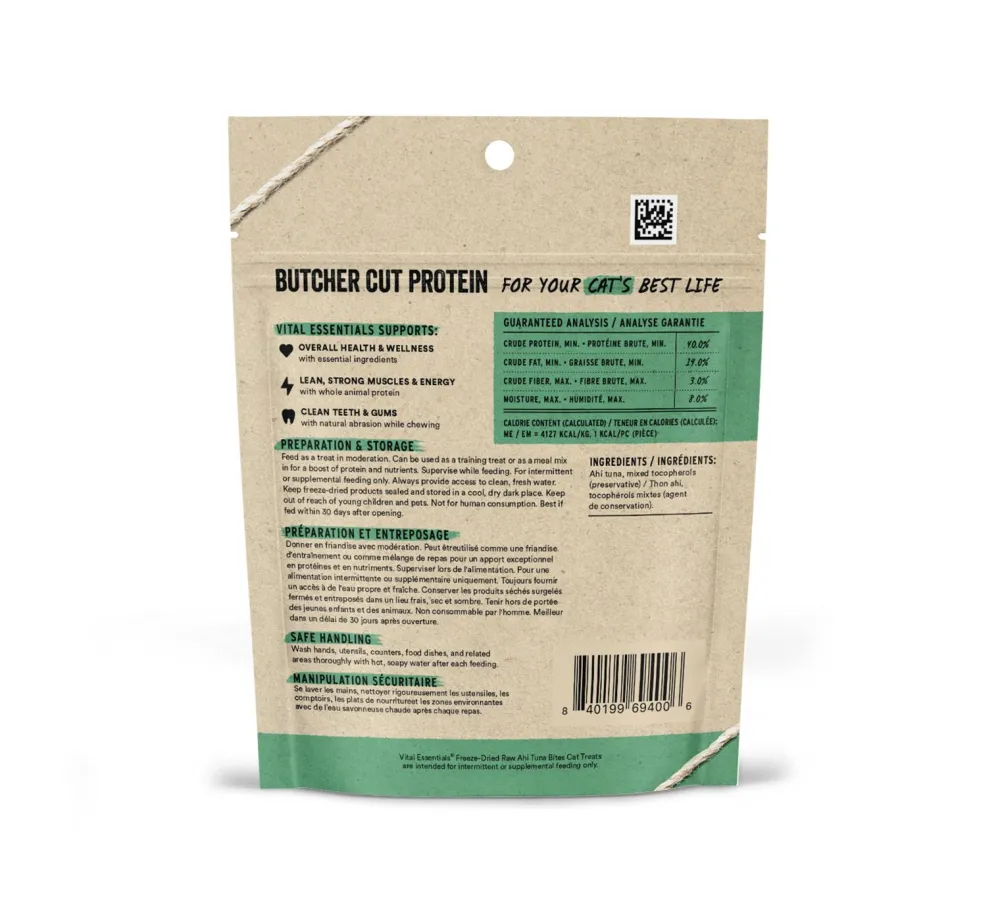 Vital Essentials Freeze-Dried Treats^Ahi Tuna Bites Freeze-Dried Raw Cat Treats, 1.1-oz