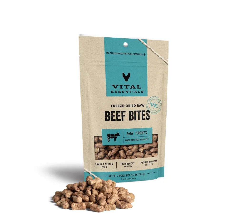 Vital Essentials Freeze-Dried Treats^Beef Bites Freeze-Dried Raw Dog Treats, 2.5-oz