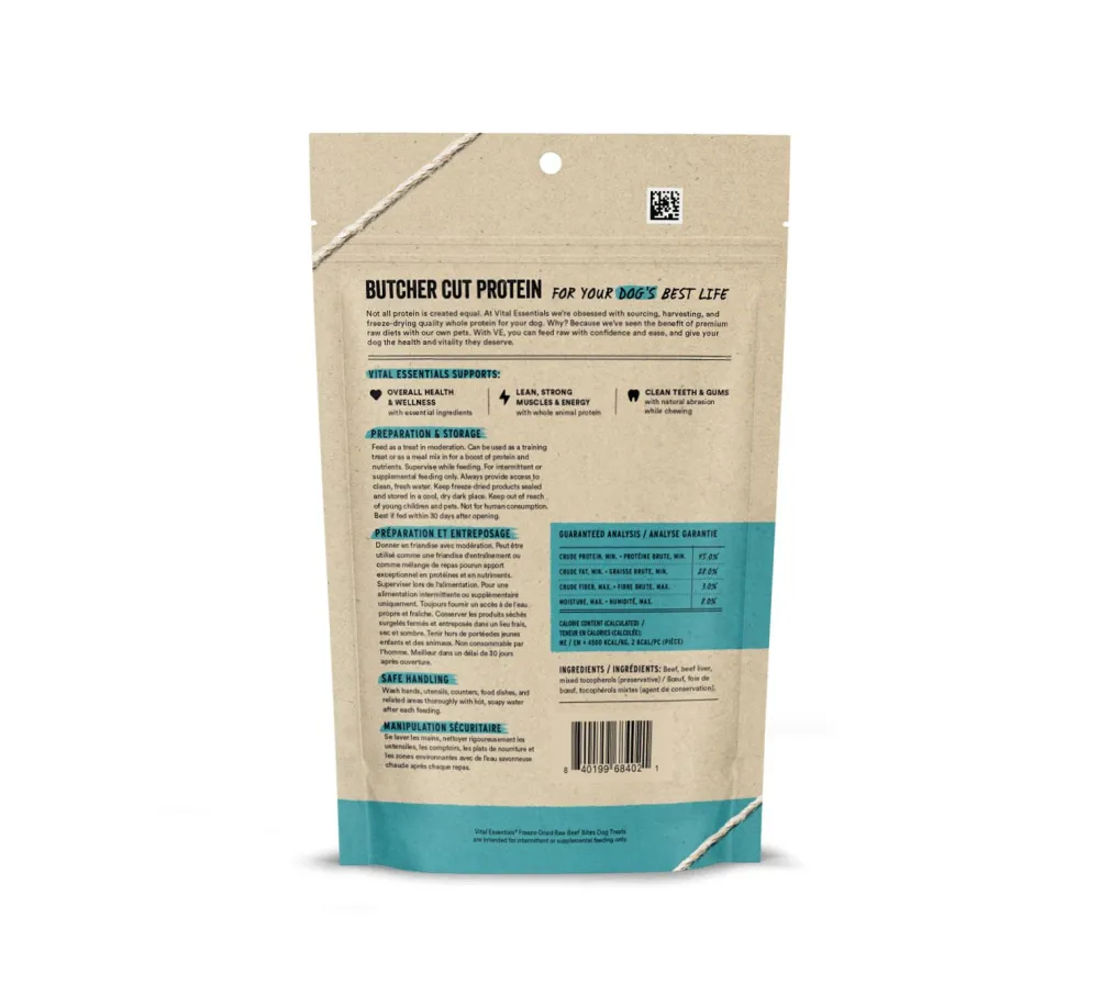 Vital Essentials Freeze-Dried Treats^Beef Bites Freeze-Dried Raw Dog Treats, 2.5-oz