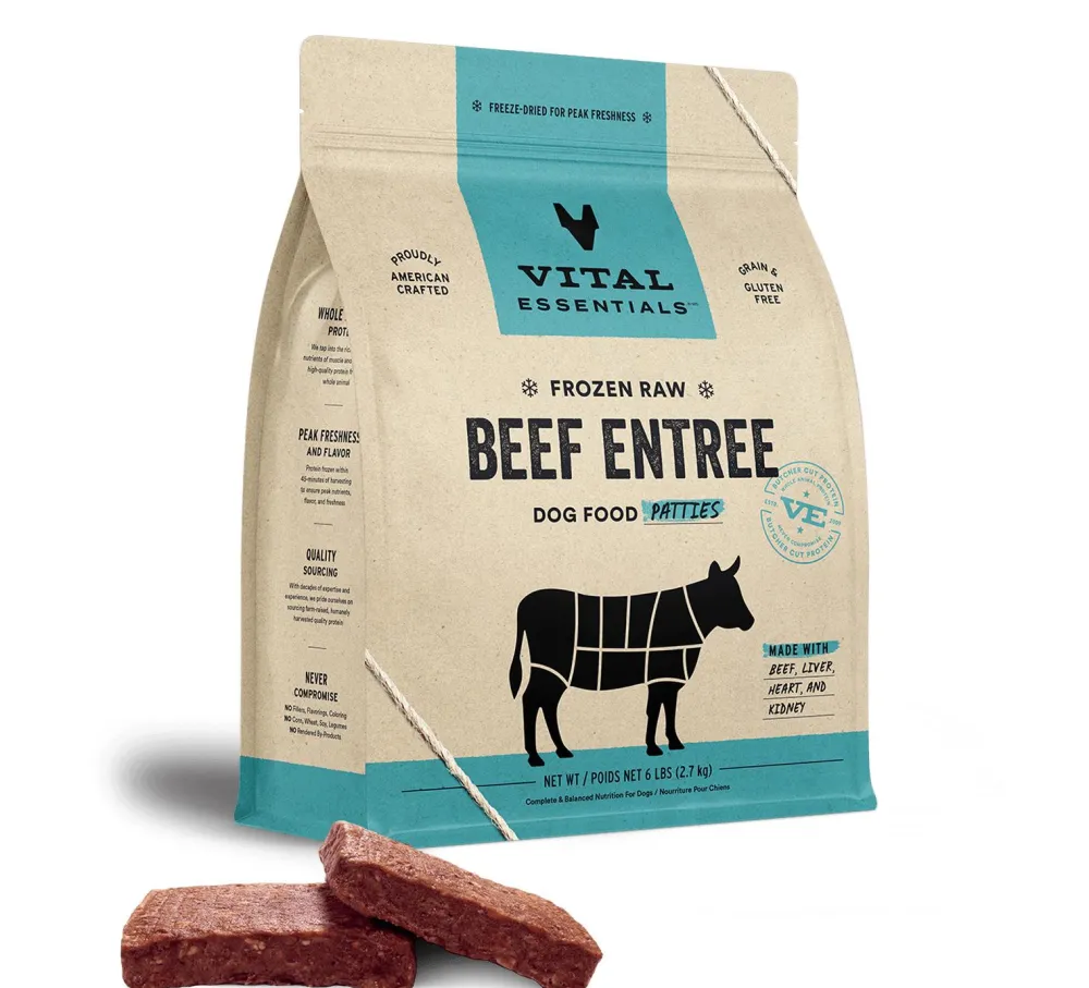 Vital Essentials Frozen Food^Beef Entree Patties Frozen Raw Dog Food, 6-lb