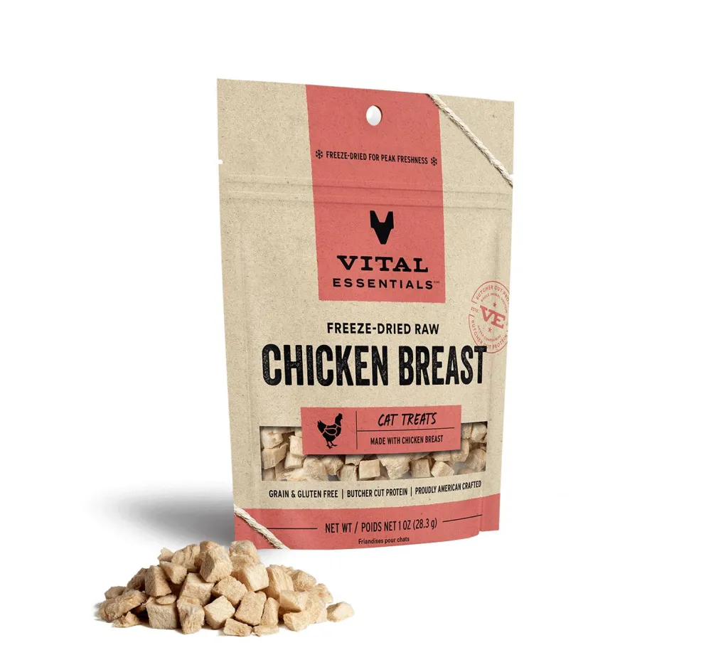 Vital Essentials Freeze-Dried Treats^Chicken Breast Freeze-Dried Raw Cat Treats, 1-oz