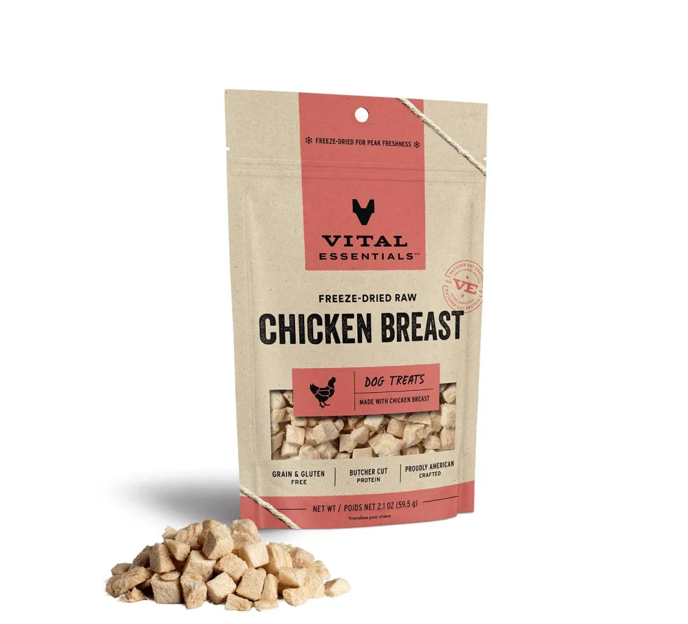 Vital Essentials Freeze-Dried Treats^Chicken Breast Freeze-Dried Raw Dog Treats, 2.1-oz