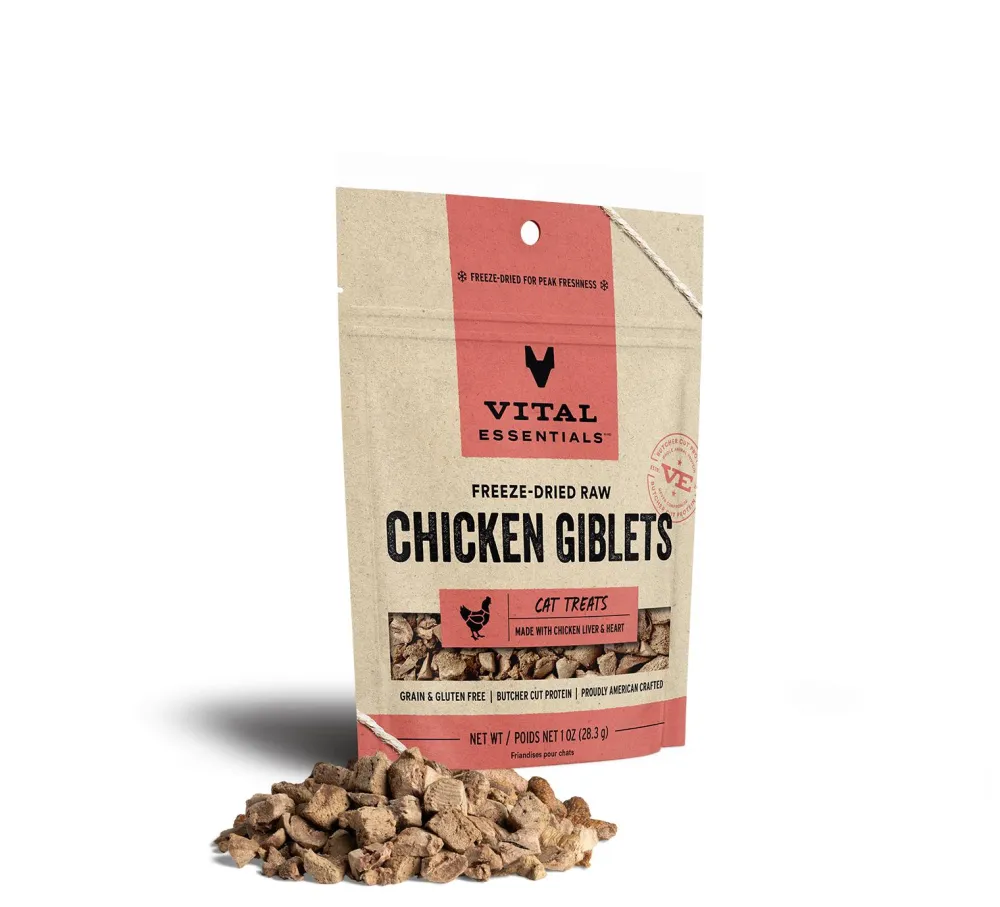 Vital Essentials Freeze-Dried Treats^Chicken Giblets Freeze-Dried Raw Cat Treats, 1-oz