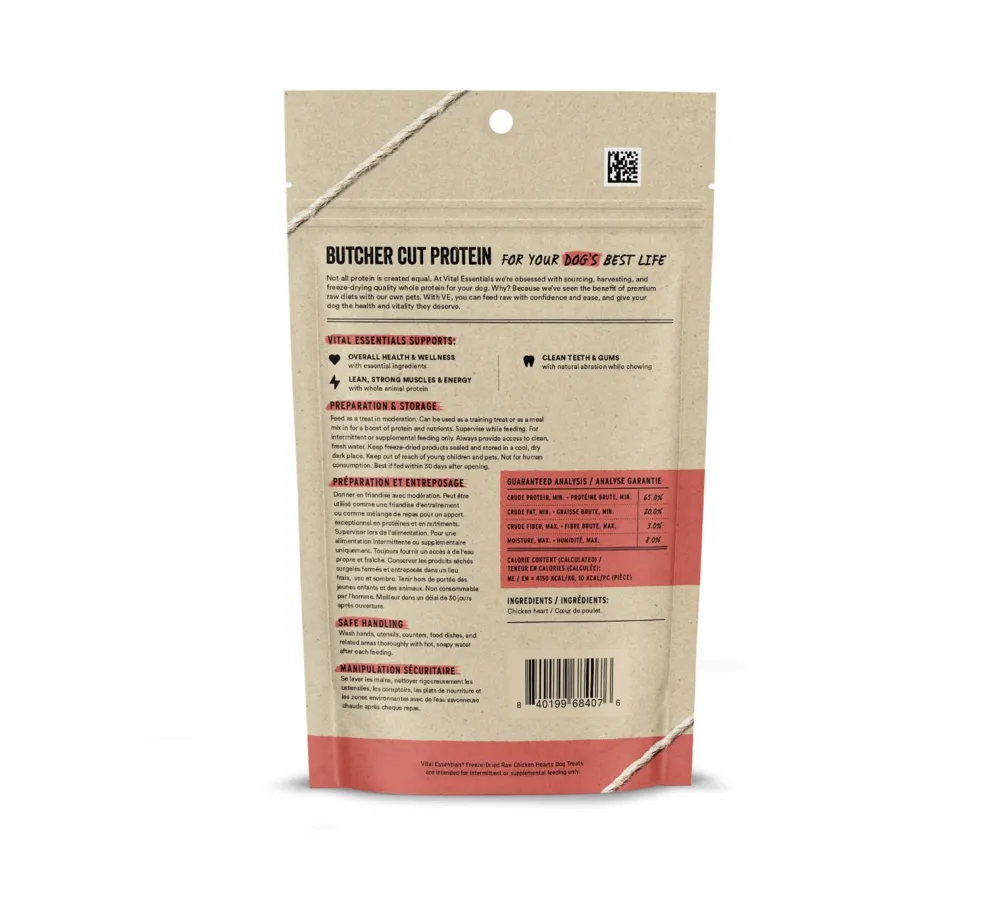 Vital Essentials Freeze-Dried Treats^Chicken Hearts Freeze-Dried Raw Dog Treats, 1.9-oz