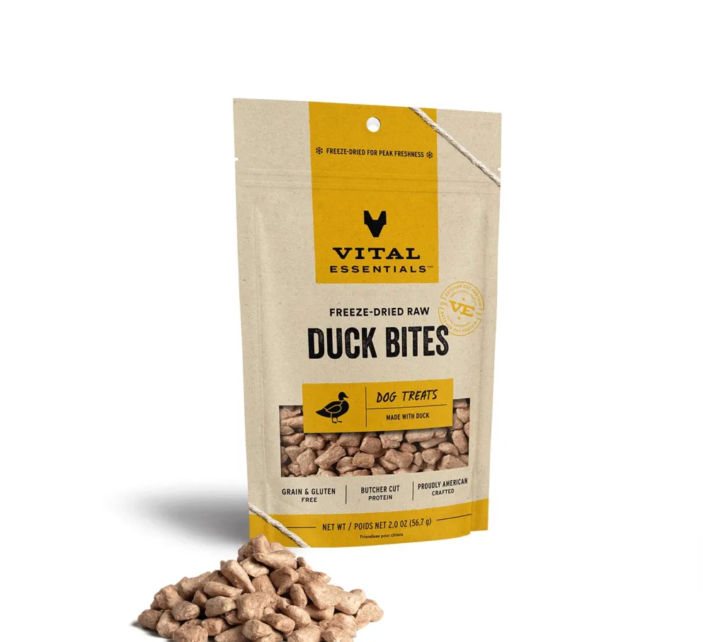 Vital Essentials Freeze-Dried Treats^Duck Bites Freeze-Dried Raw Dog Treats, 2-oz