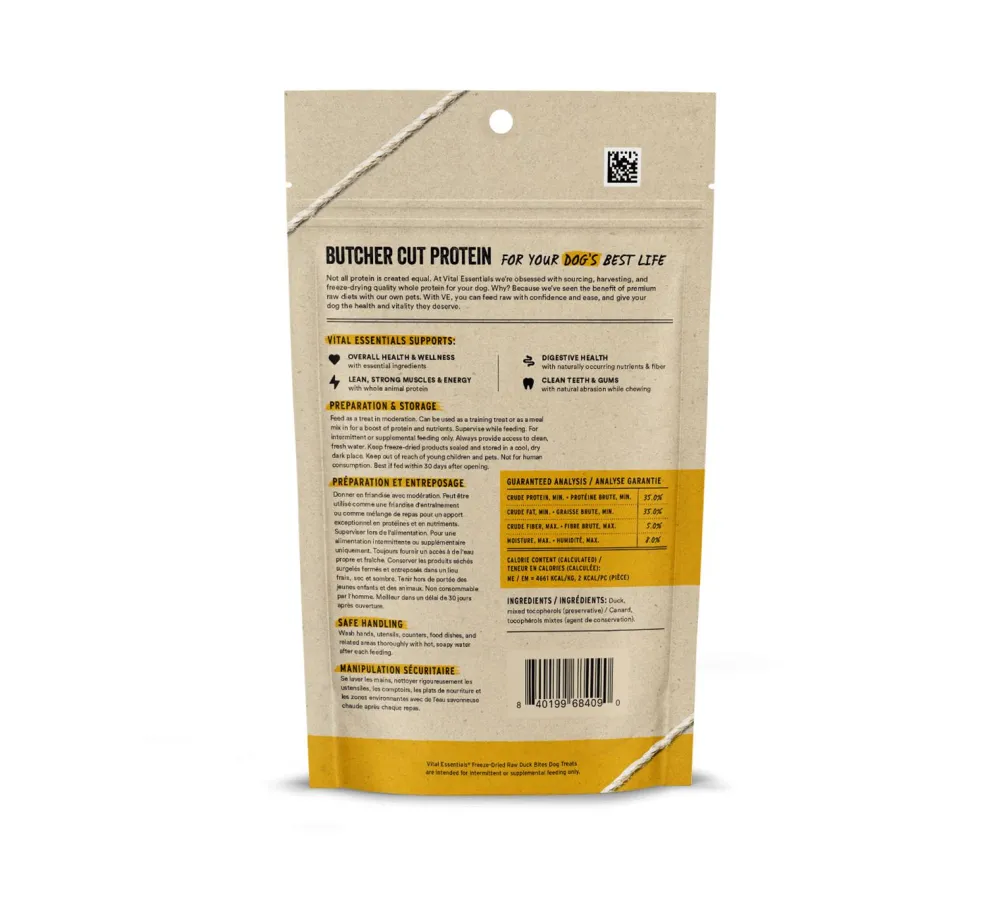 Vital Essentials Freeze-Dried Treats^Duck Bites Freeze-Dried Raw Dog Treats, 2-oz