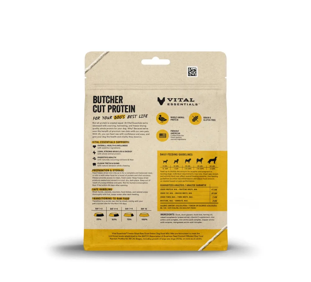 Vital Essentials Freeze-Dried Food^Duck Entree Mini Nibs Freeze-Dried Raw Dog Food, 5.5-oz