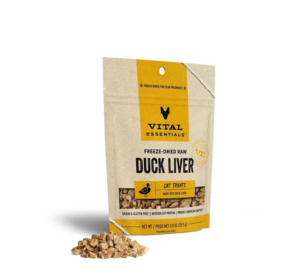 Vital Essentials Freeze-Dried Treats^Duck Liver Freeze-Dried Raw Cat Treats, 0.9-oz