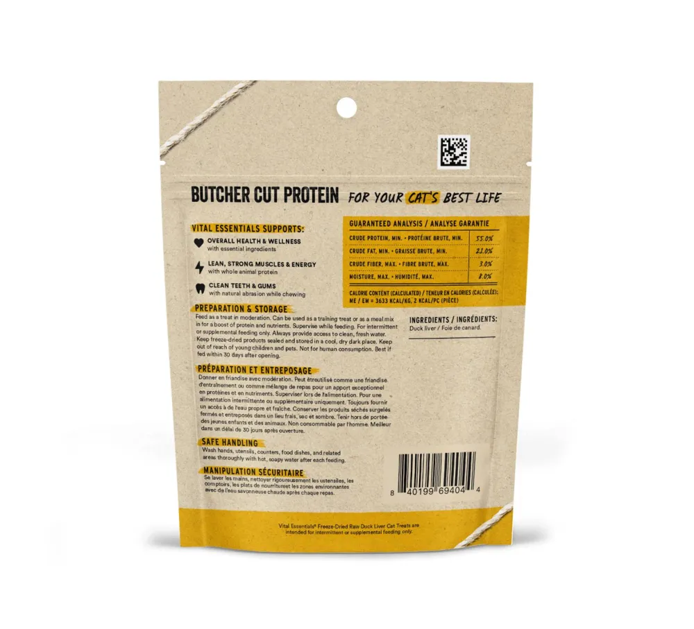 Vital Essentials Freeze-Dried Treats^Duck Liver Freeze-Dried Raw Cat Treats, 0.9-oz