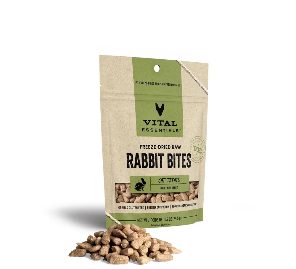 Vital Essentials Freeze-Dried Treats^Rabbit Bites Freeze-Dried Raw Cat Treats, 0.9-oz