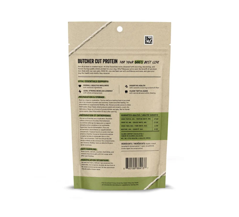 Vital Essentials Freeze-Dried Treats^Rabbit Bites Freeze-Dried Raw Dog Treats, 2-oz