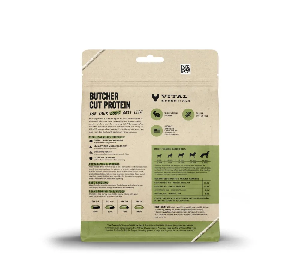 Vital Essentials Freeze-Dried Food^Rabbit Entree Mini Nibs Freeze-Dried Raw Dog Food, 5.5-oz