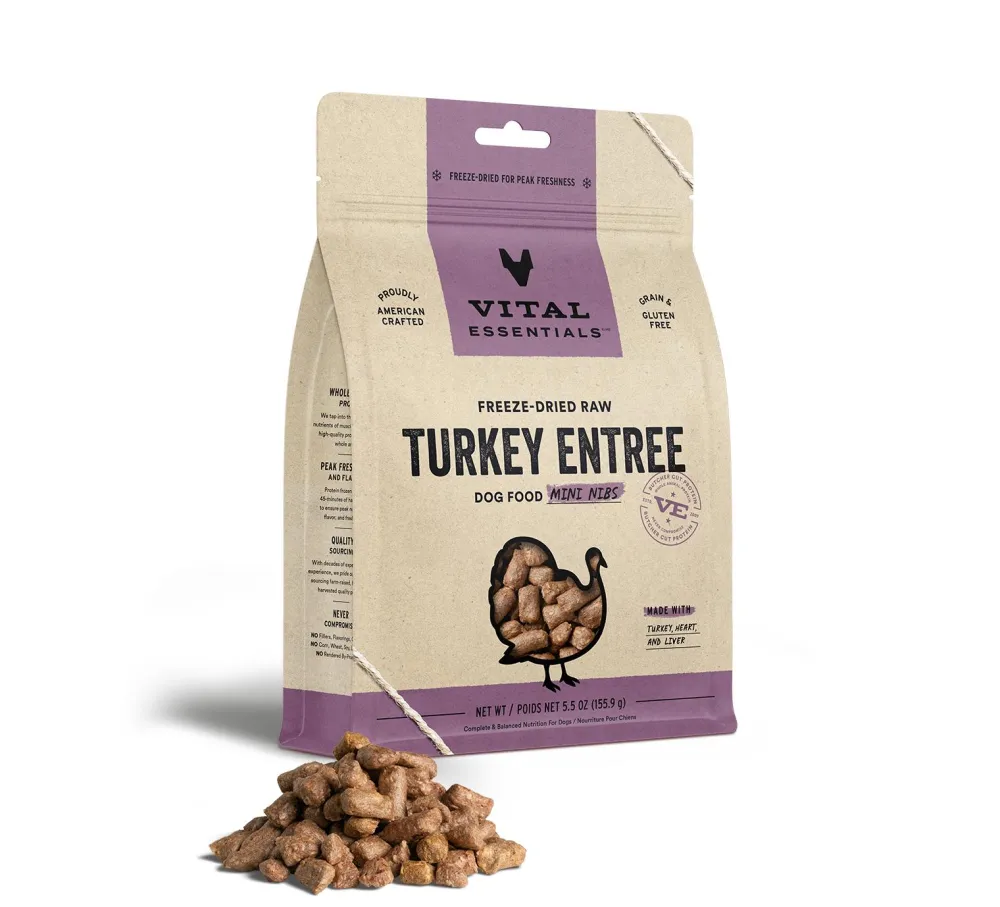 Vital Essentials Freeze-Dried Food^Turkey Entree Mini Nibs Freeze-Dried Raw Dog Food, 5.5-oz