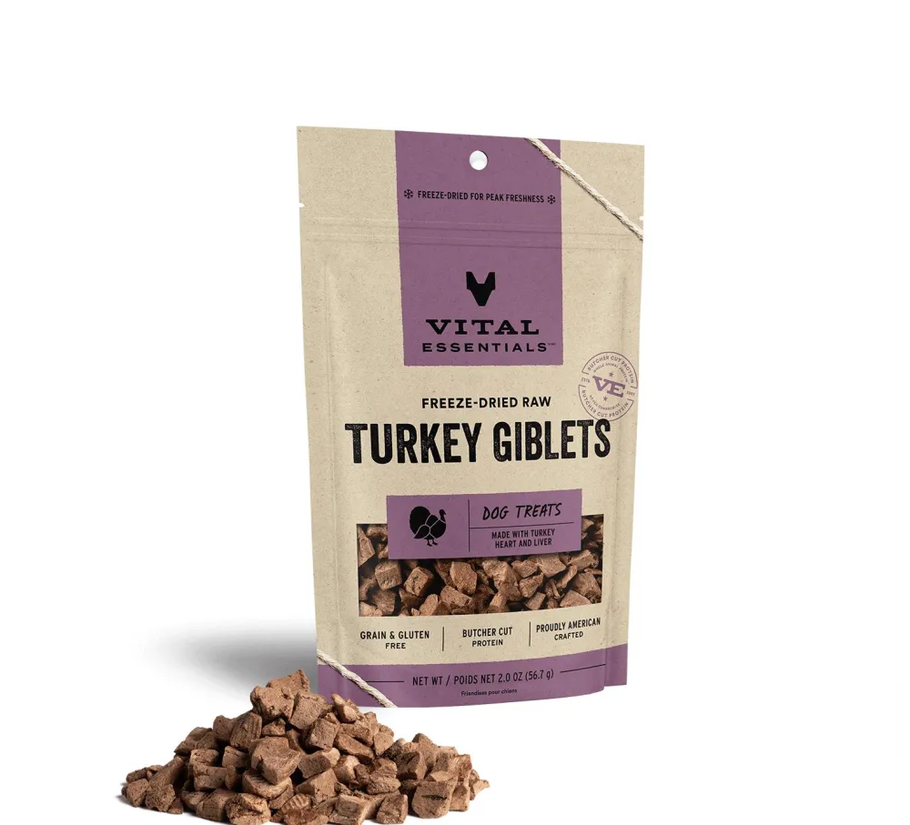 Vital Essentials Freeze-Dried Treats^Turkey Giblets Freeze-Dried Raw Dog Treats, 2-oz