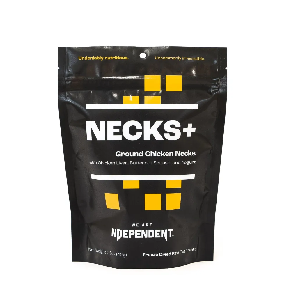 We Are Ndependent Freeze-Dried Treats^NECKS+ Ground Chicken Necks Freeze-Dried Cat Treats, 1.5-oz