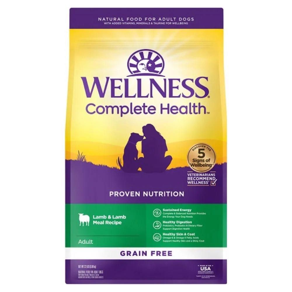 Wellness Dry Food^Complete Health Lamb & Lamb Meal Adult Grain-Free Dry Dog Food, 22-lb
