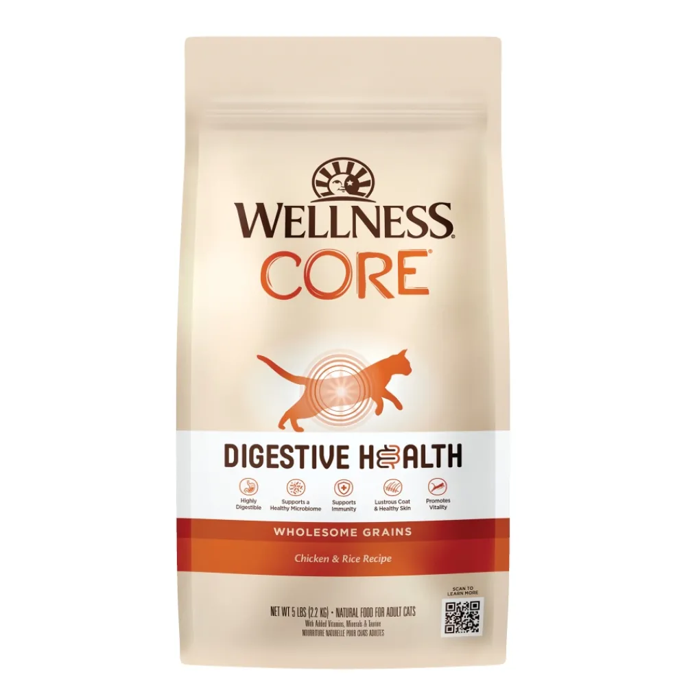 Wellness Dry Food^CORE Digestive Health Chicken & Rice Dry Cat Food, 5-lb