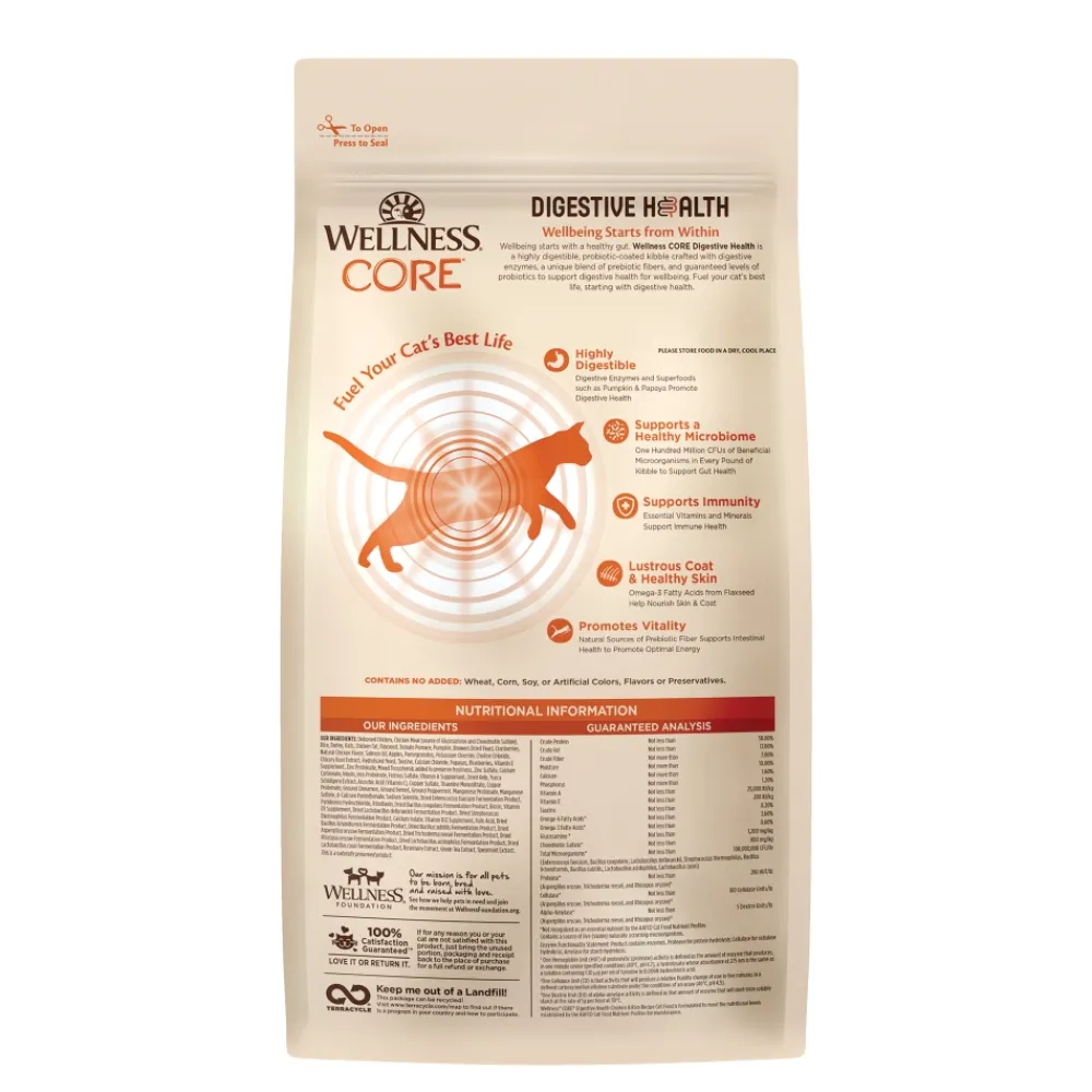 Wellness Dry Food^CORE Digestive Health Chicken & Rice Dry Cat Food, 5-lb