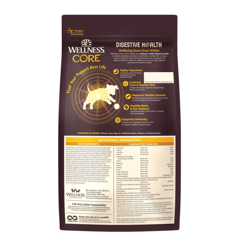 Wellness Dry Food^CORE Digestive Health Puppy Chicken & Brown Rice Dry Dog Food, 4-lb