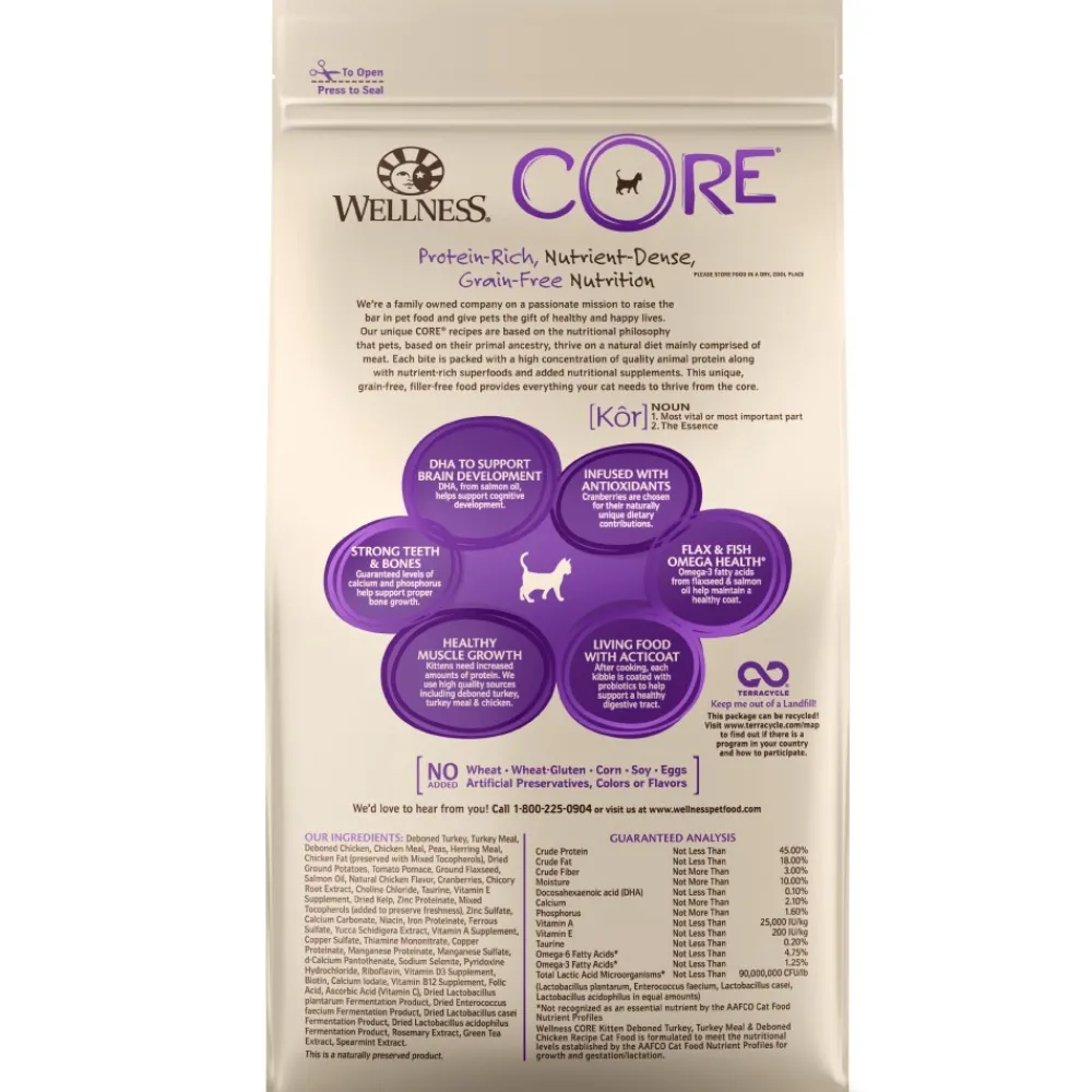 Wellness Dry Food^CORE Grain-Free Kitten Formula Dry Cat Food, 5-lb
