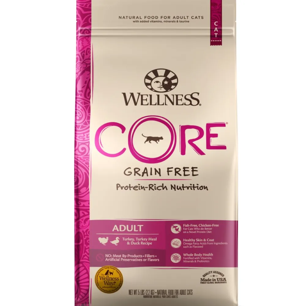 Wellness Dry Food^CORE Grain-Free Turkey, Turkey Meal & Duck Dry Cat Food, 5-lb
