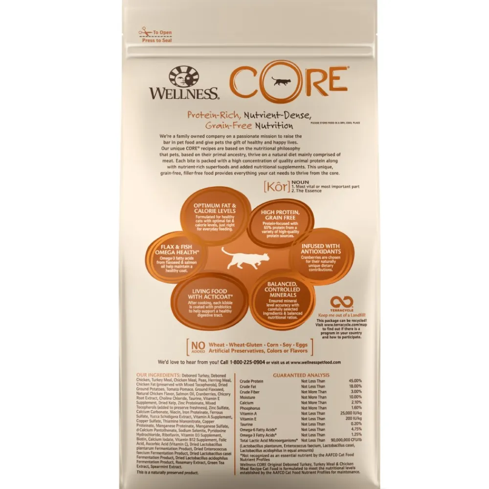 Wellness Dry Food^CORE Original Formula Grain-Free Dry Cat Food, 5-lb