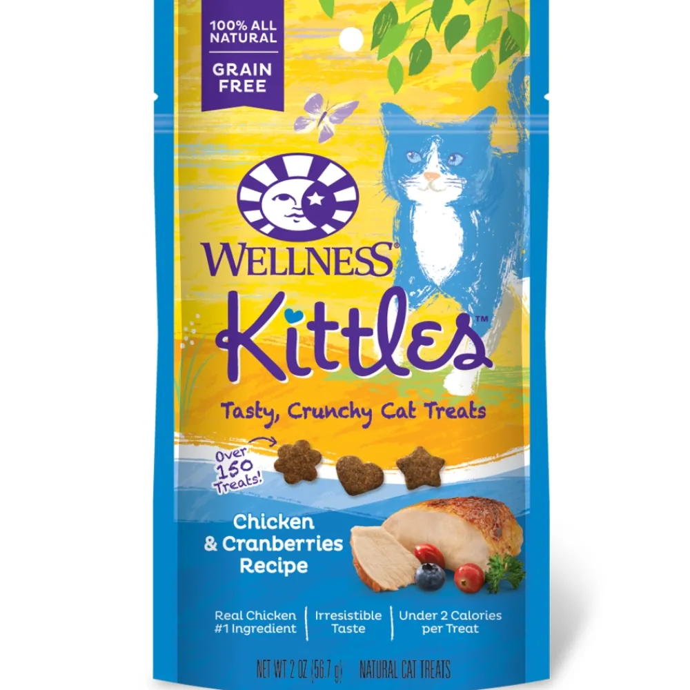 Wellness Crunchy Treats^Kittles Grain-Free Chicken & Cranberries Crunchy Cat Treats, 2-oz
