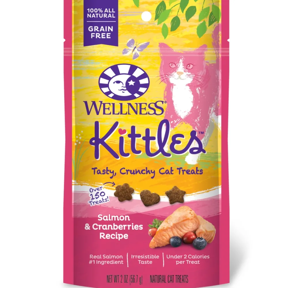 Wellness Crunchy Treats^Kittles Grain-Free Salmon & Cranberries Crunchy Cat Treats, 2-oz
