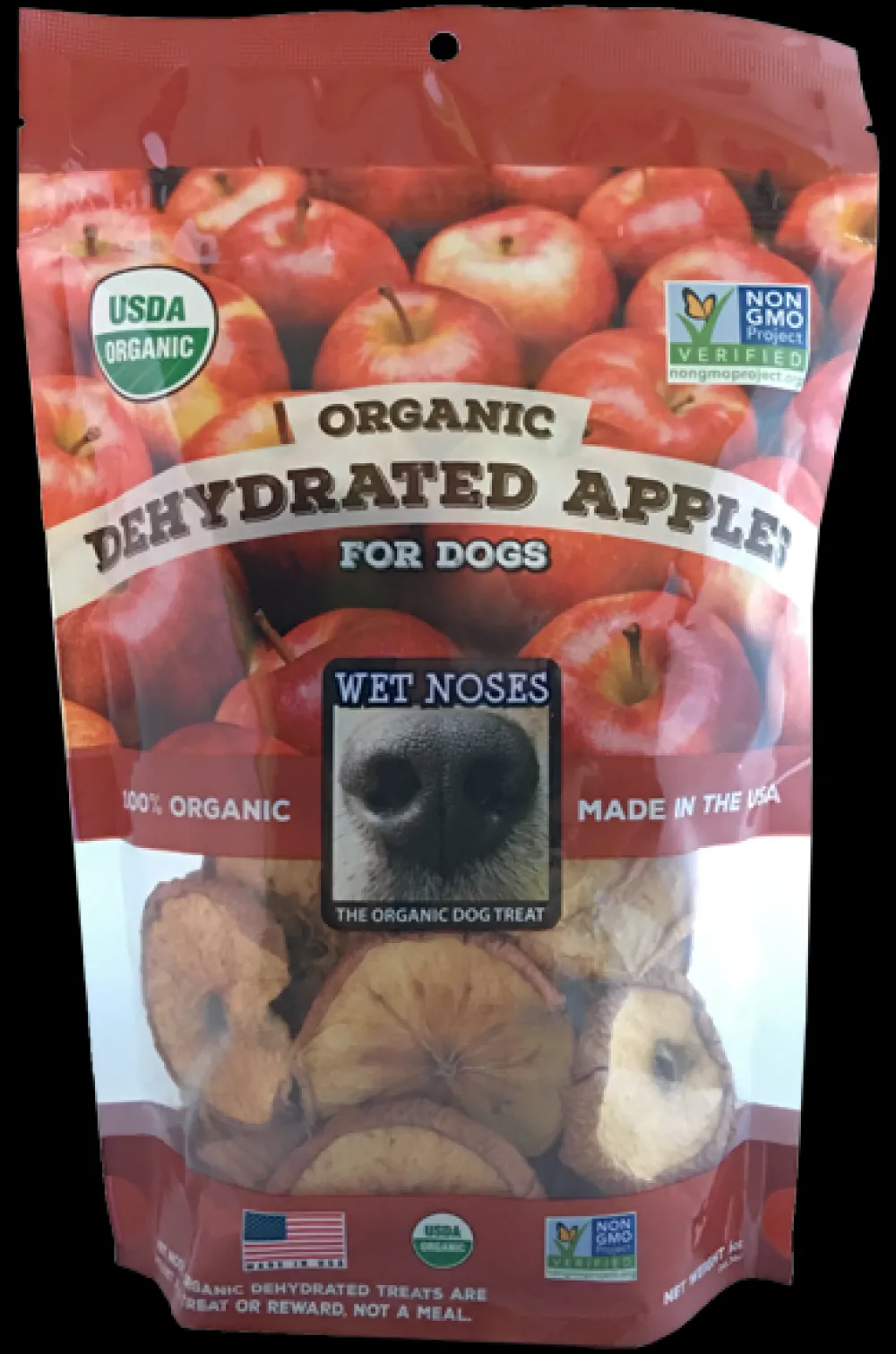 Wet Noses Air-Dried & Dehydrated Treats^Organic Apple Round Slices Dehydrated Dog Treats, 5-oz