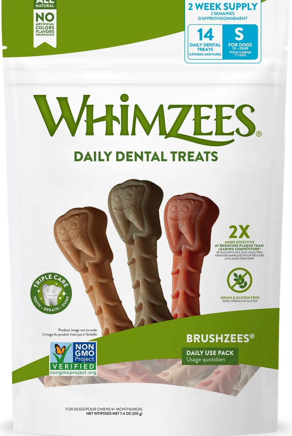 Whimzees Dental & Hard Chews^Brushzees Dental Dog Treats, Small, 14 count *
