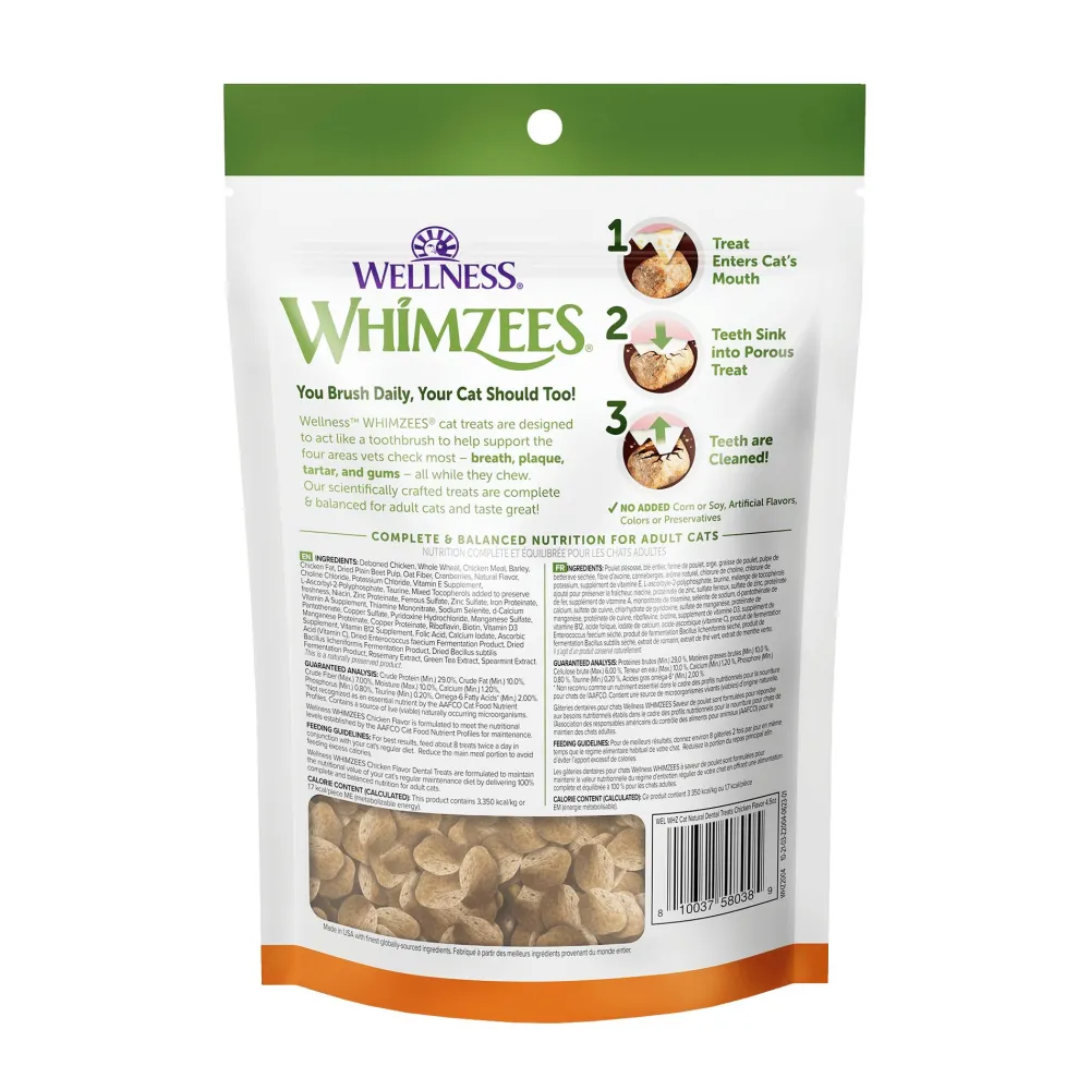 Whimzees Crunchy Treats^Natural Dental Chicken Cat Treats, 2-oz