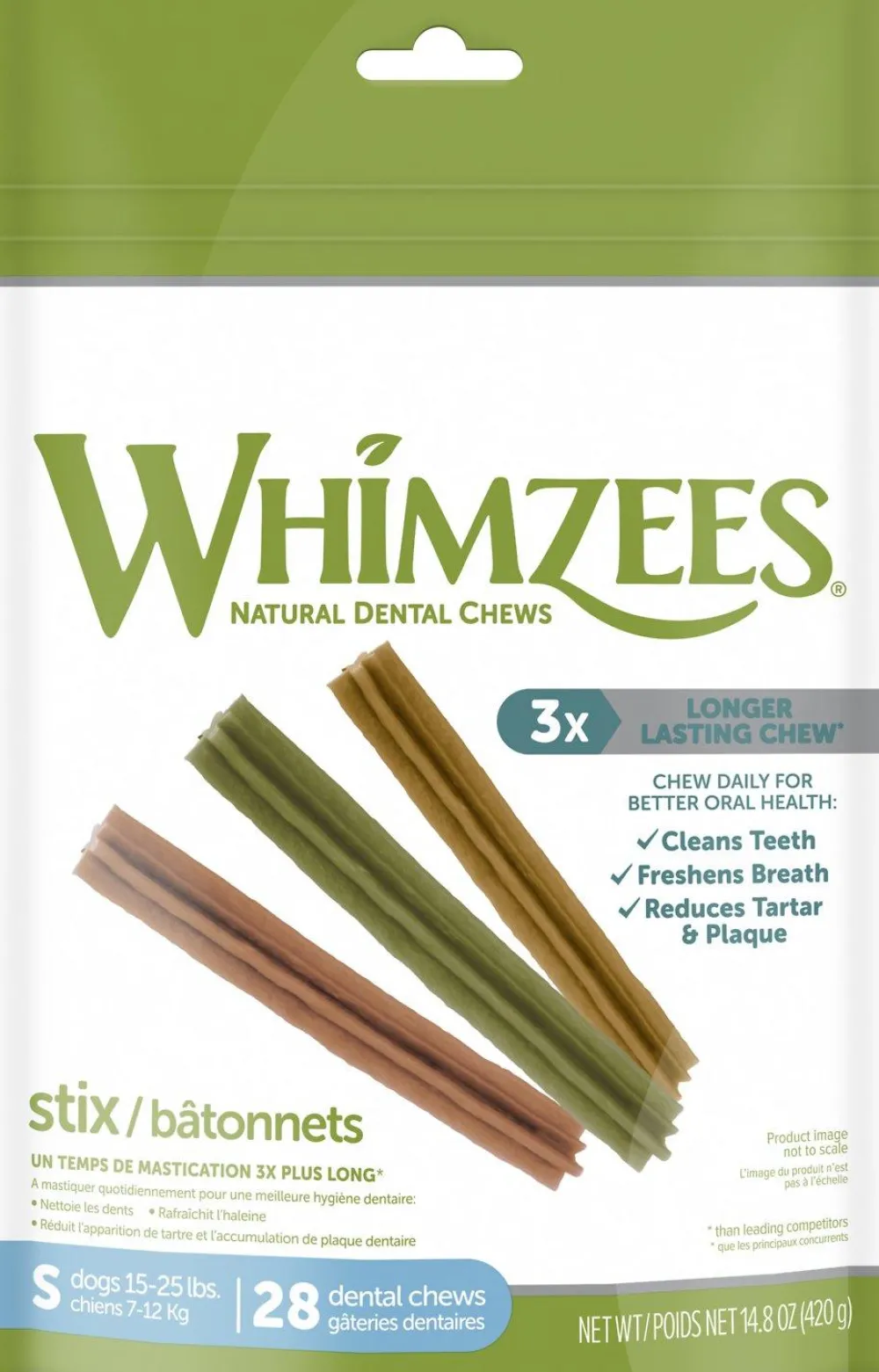 Whimzees Dental & Hard Chews^Stix Dental Dog Treats, Small, 28 count