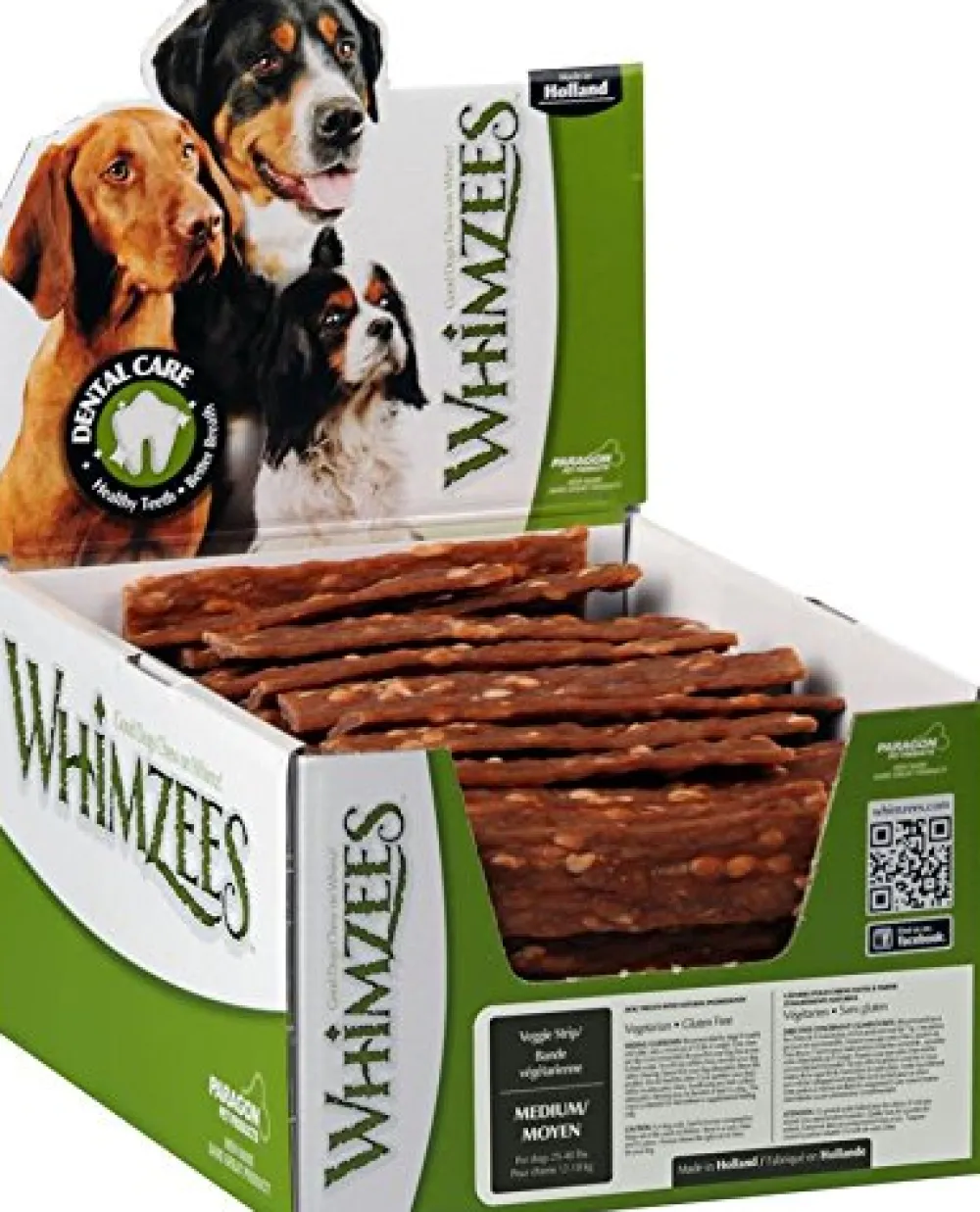 Whimzees Dental & Hard Chews^Veggie Strip Dental Dog Treats, Medium, 1-count