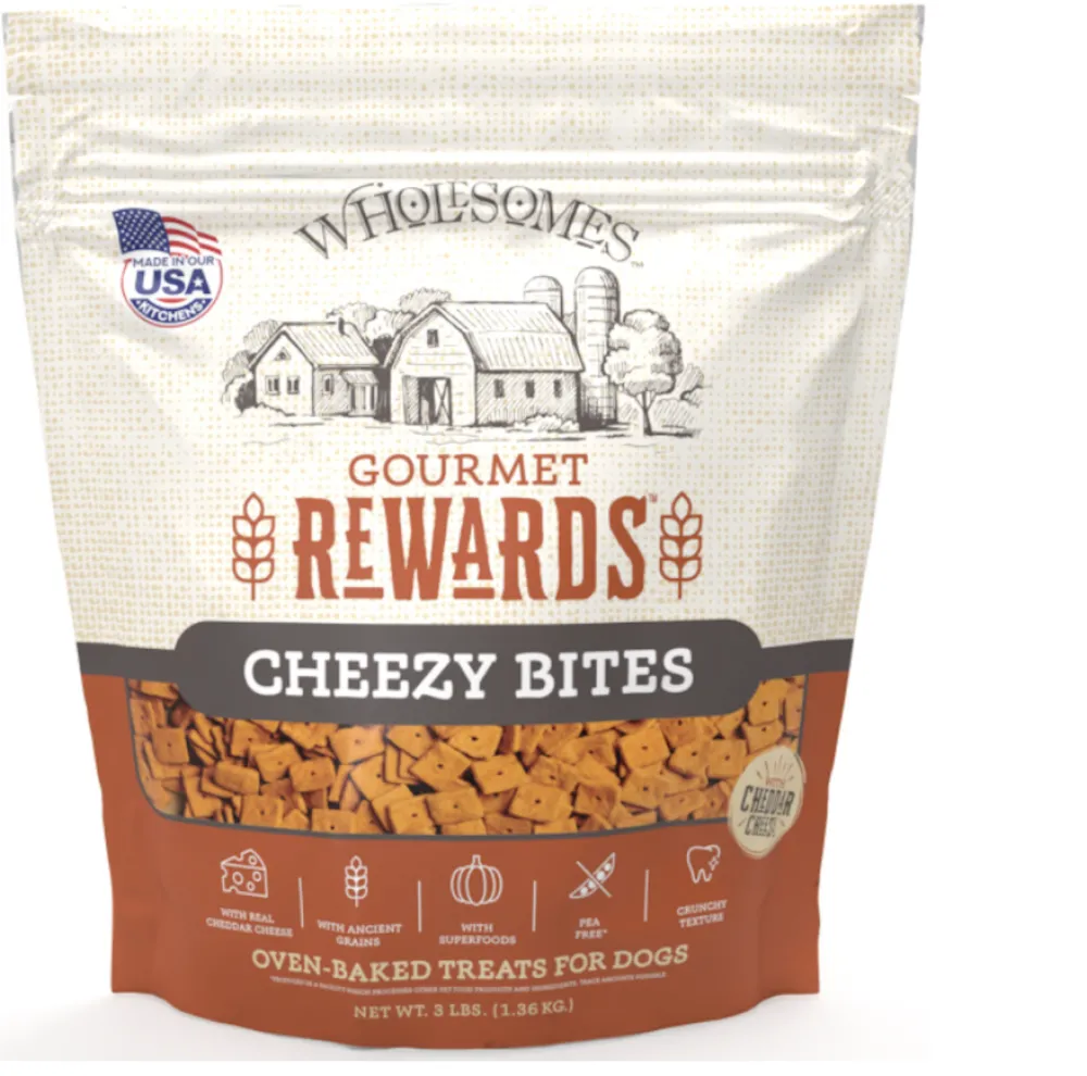 Wholesomes Biscuits & Crunchy Treats^Gourmet Rewards Cheezy Bites Dog Treats, 3-lb