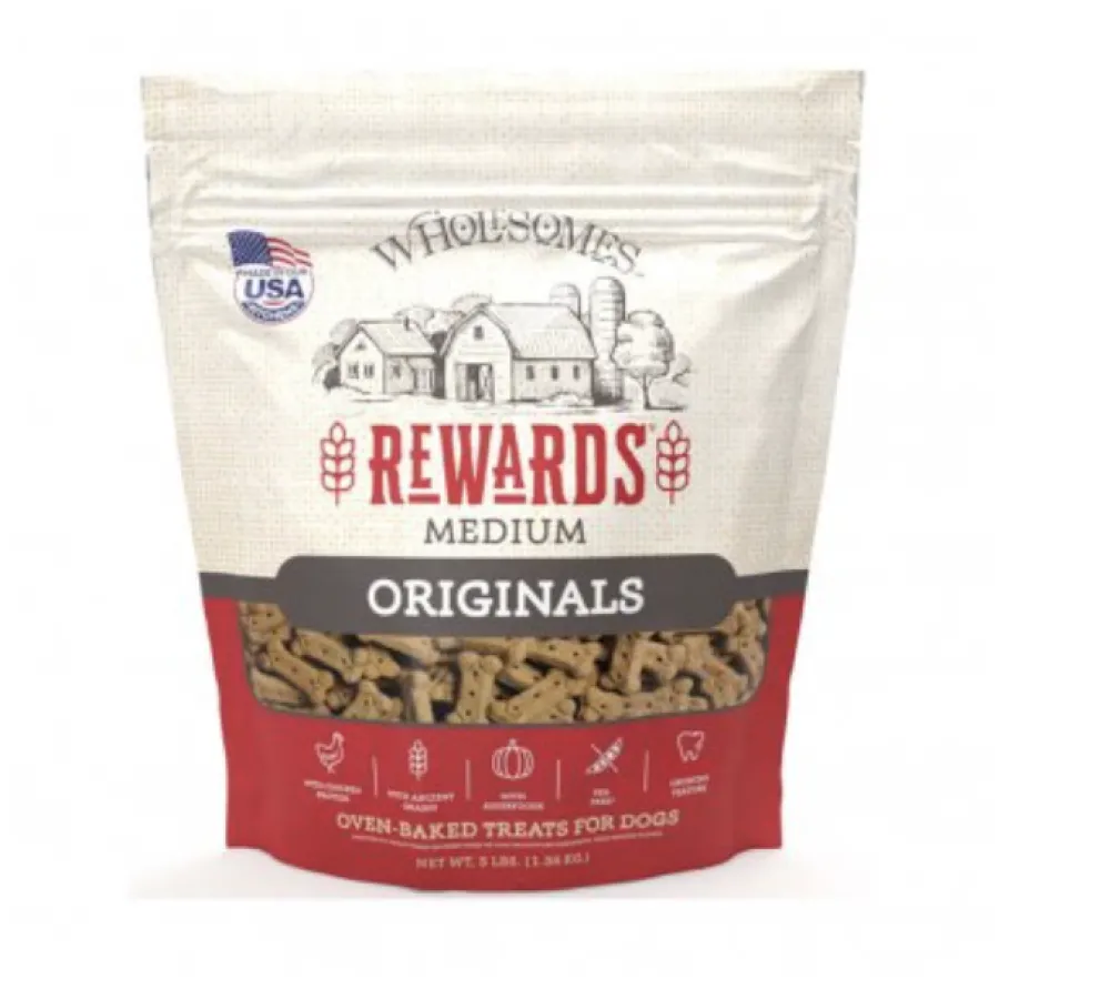 Wholesomes Biscuits & Crunchy Treats^Rewards Originals Classic Medium Dog Treats, 3-lb