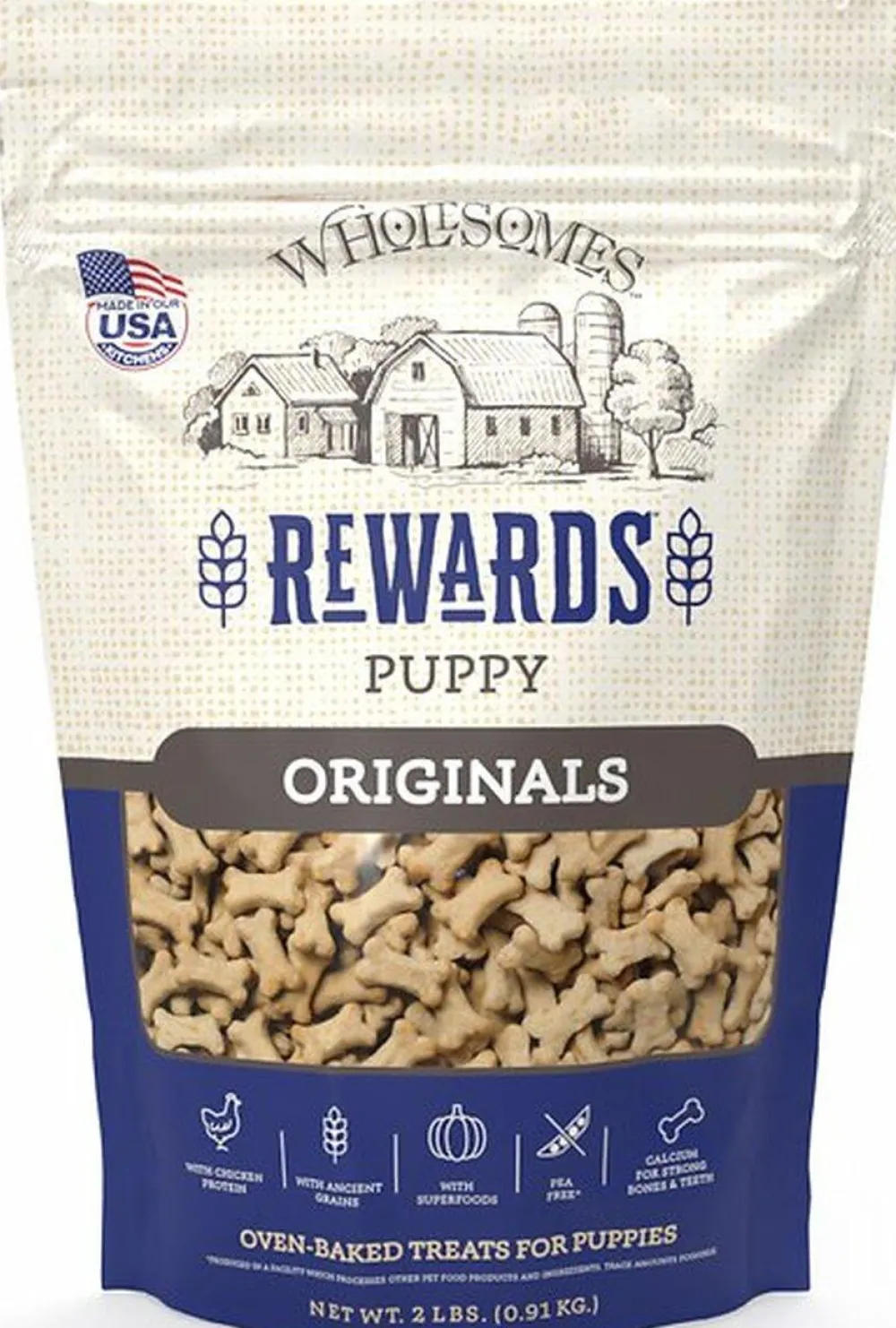 Wholesomes Biscuits & Crunchy Treats^Rewards Originals Classic Puppy Dog Treats, 2-lb
