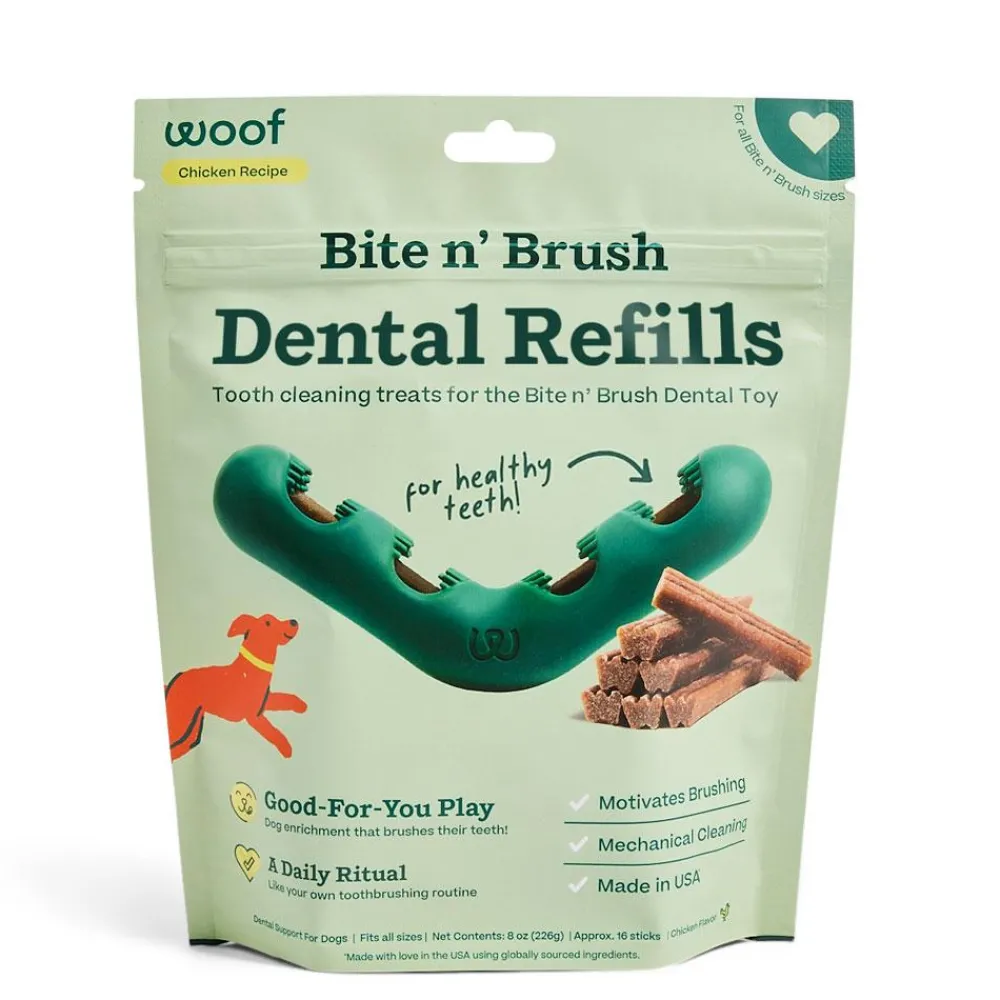 Woof Pet Dental & Hard Chews^Woof Bite n' Brush Dental Refills Dog Treats, 8-oz
