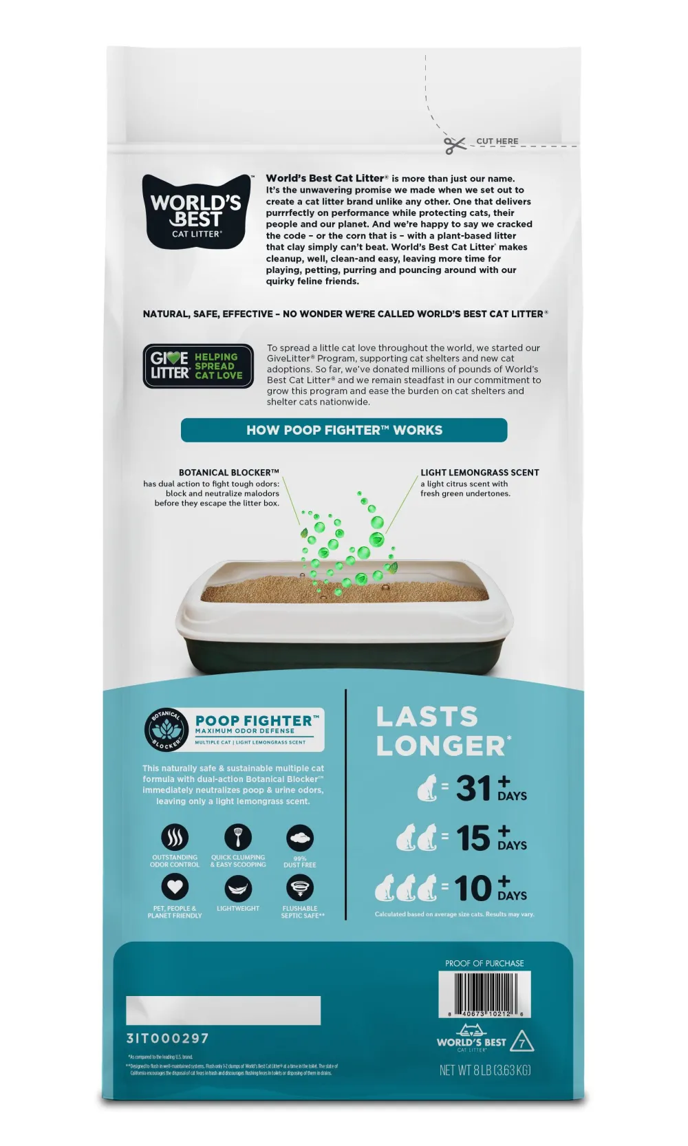 World's Best Litter & Accessories | Litter & Accessories^Poop Fighter Maximum Odor Defense Scented Clumping Cat Litter, 8-lb