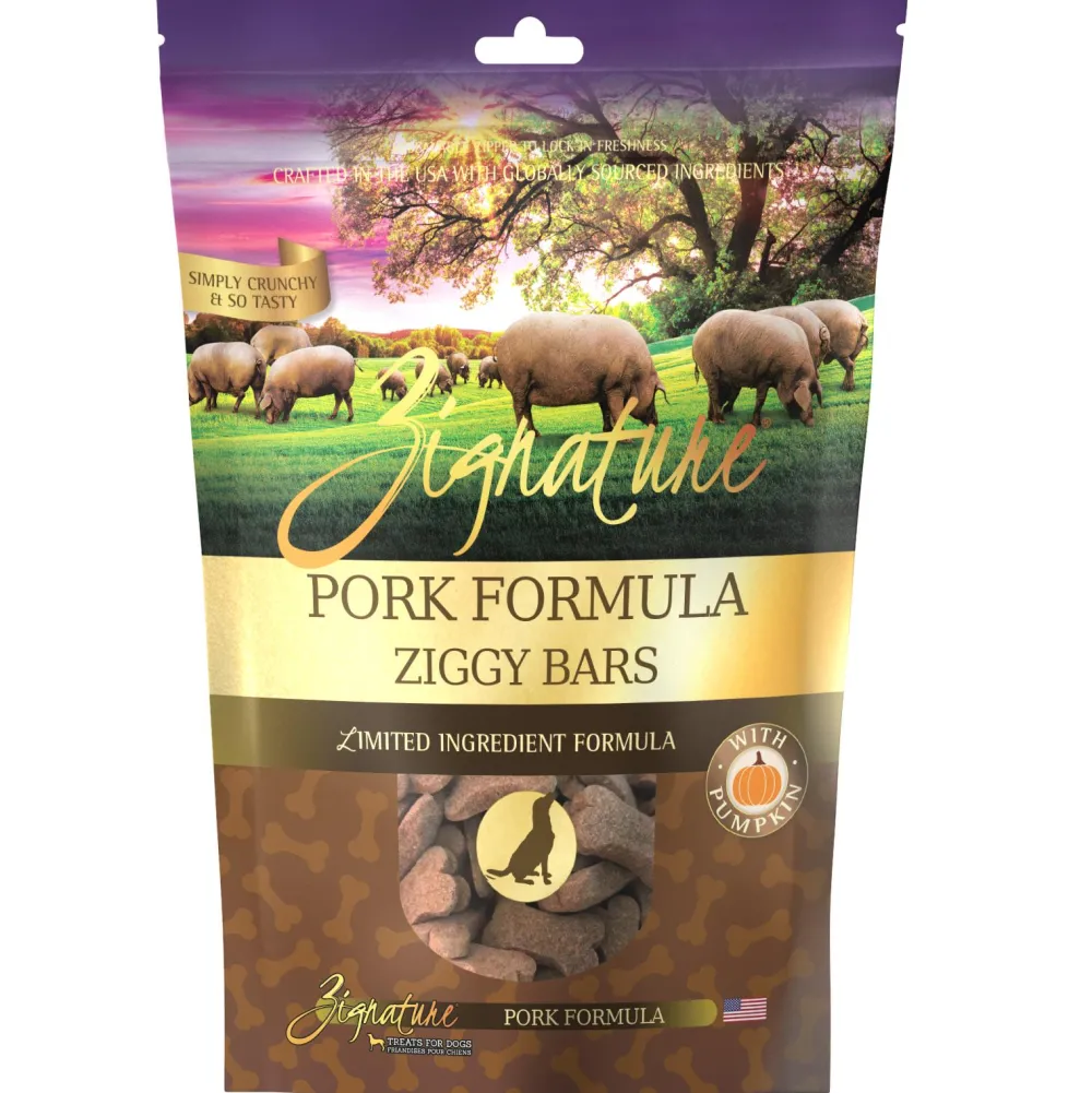 Zignature Biscuits & Crunchy Treats^Pork Formula Ziggy Bars Dog Treats, 12-oz