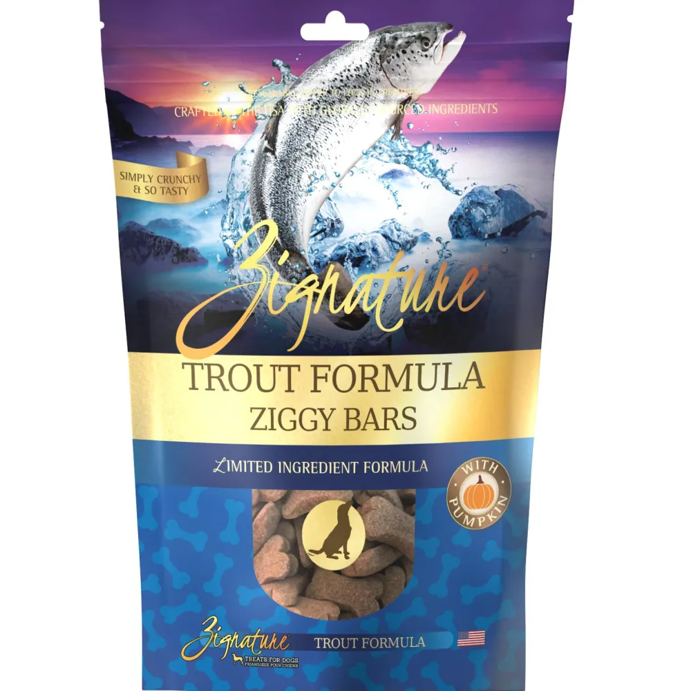 Zignature Biscuits & Crunchy Treats^Trout Formula Ziggy Bars Dog Treats, 12-oz