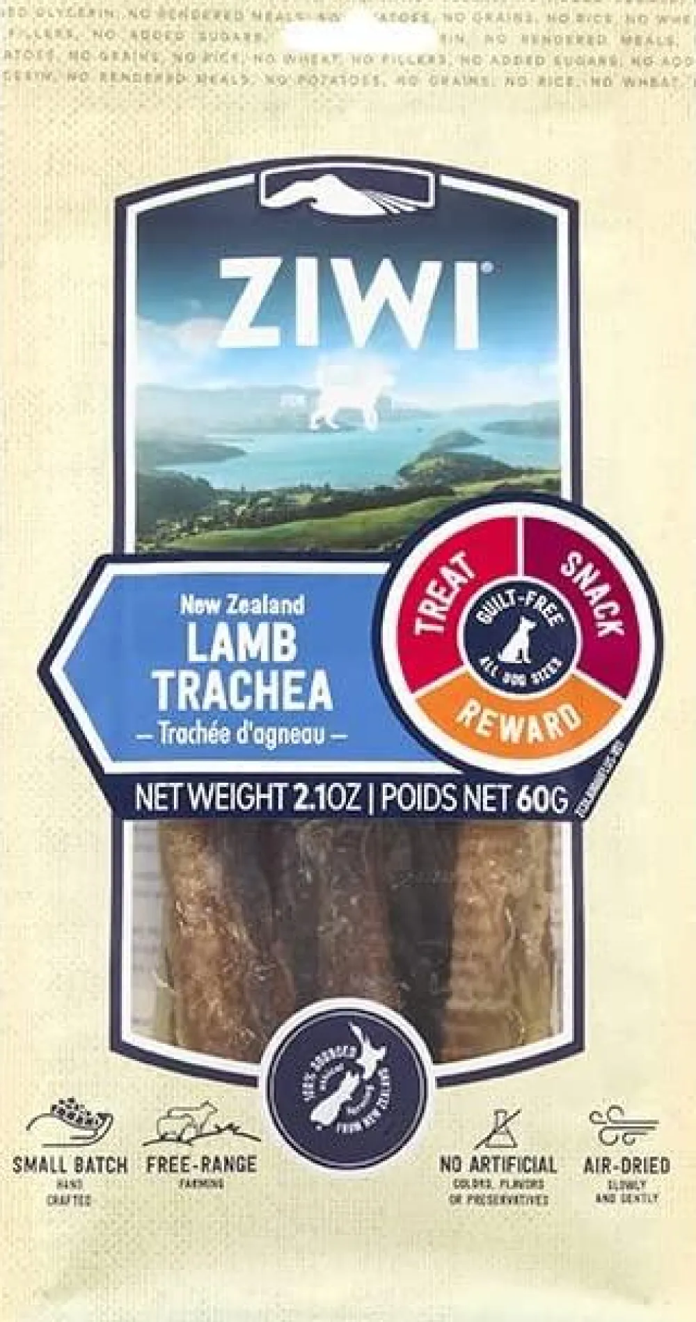 Ziwi Air-Dried & Dehydrated Treats^Lamb Trachea Air-Dried Dog Treats, 2.1-oz | 60-g