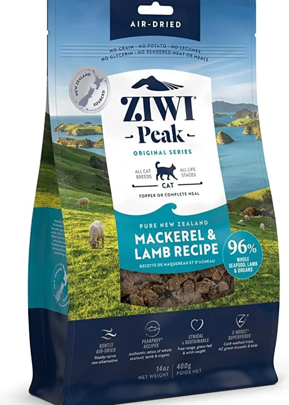 Ziwi Air-Dried & Dehydrated Food^Peak Mackerel & Lamb Recipe Air-Dried Cat Food, 14-oz | 400-g
