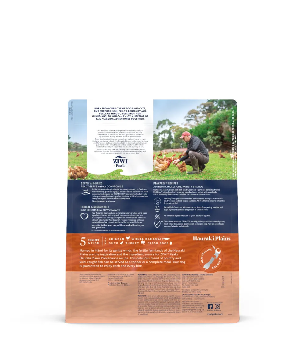 Ziwi Air-Dried & Dehydrated Food^Peak Provenance Air-Dried Dog Food Hauraki Plains Recipe, 2-lb | 900-g (**)