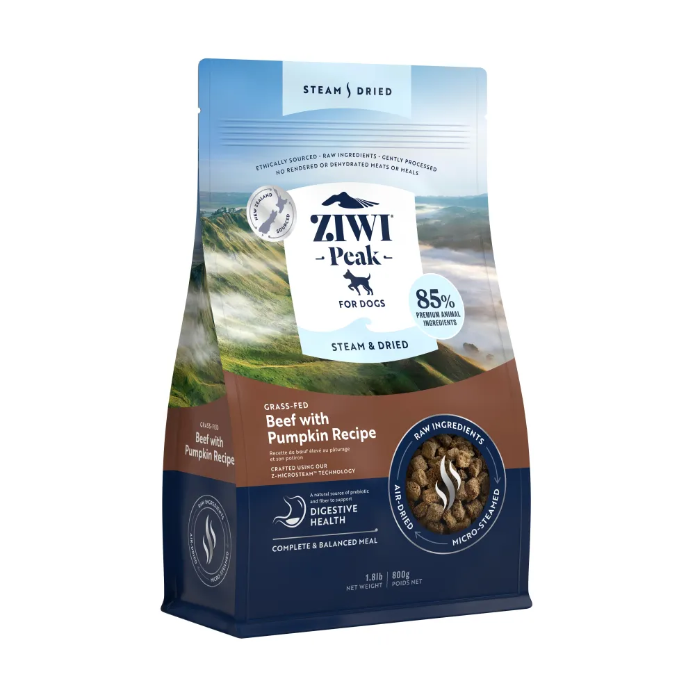 Ziwi Air-Dried & Dehydrated Food^Peak Steam & Dried Beef with Pumpkin Recipe Air-Dried Dog Food, 1.8-lb | 800-gram