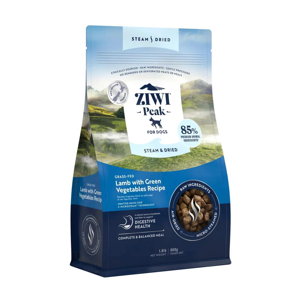 Ziwi Air-Dried & Dehydrated Food^Peak Steam & Dried Lamb with Green Vegetables Recipe Air-Dried Dog Food, 1.8-lb | 800-gram